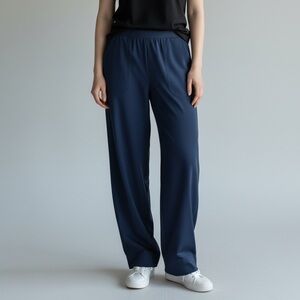 Gracyoga Women’s Wide Leg Yoga Pants, Size XL, Navy Blue, Foldover Waistband